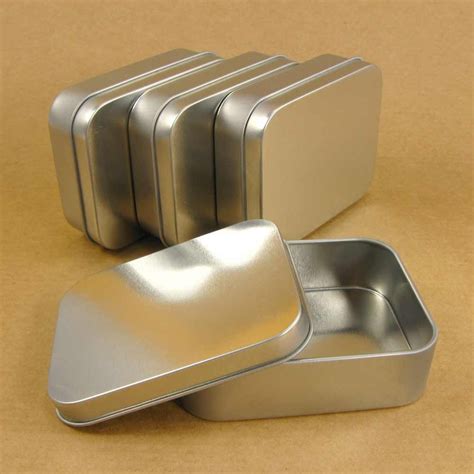 silver metal tin box|metal tin box with lid.